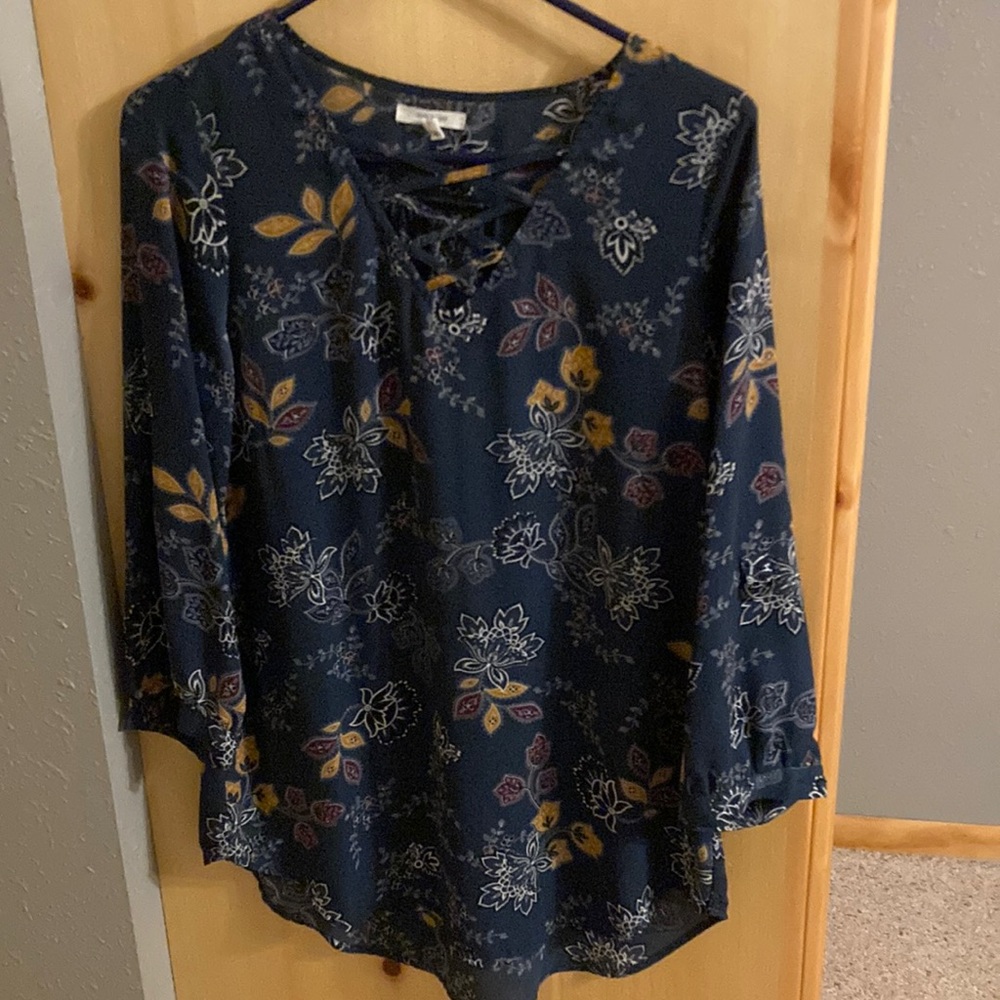 Paisley- Print with Cross-Cross Neckline Blouse